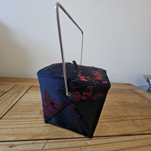 Elegant Black and Red Floral Women's Bag